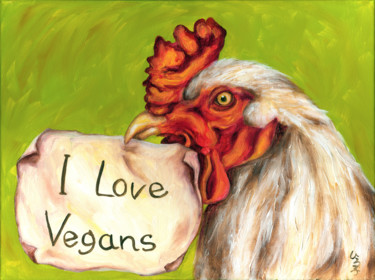 Painting titled "I Love Vegans!" by Hiroko Sakai, Original Artwork, Other