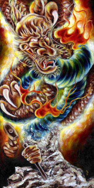 Painting titled "Power of Spirit" by Hiroko Sakai, Original Artwork, Oil