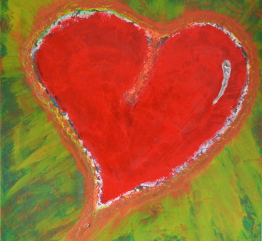 Painting titled ""coeur d'Amour..."" by Sébastien Richardet, Original Artwork, Acrylic Mounted on Wood Stretcher frame