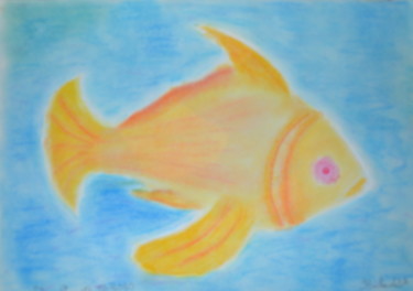 Dessin intitulée ""poisson jaune sole…" par Sébastien Richardet, Œuvre d'art originale, Pastel