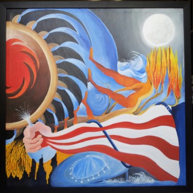 Painting titled "Superstorm Sandy-USA" by Hiroo Parikh, Original Artwork, Oil
