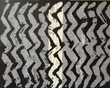 Painting titled "mouvements noir et…" by Hiroyuki Moriyama, Original Artwork, Acrylic Mounted on Wood Stretcher frame