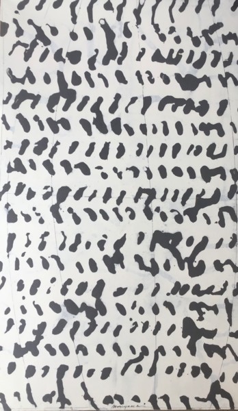 Pintura titulada "plumetis blanc et n…" por Hiroyuki Moriyama, Obra de arte original, Acrílico Montado en Bastidor de camill…
