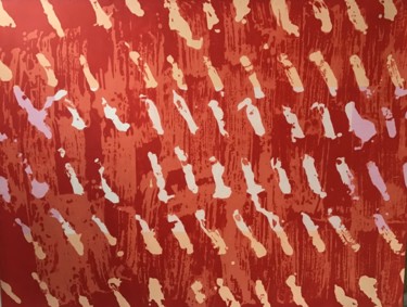 Peinture intitulée "plumetis rouge- dip…" par Hiroyuki Moriyama, Œuvre d'art originale, Acrylique Monté sur Châssis en bois