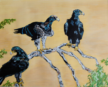Painting titled "Black eagles painti…" by Hiten Mistry, Original Artwork, Acrylic