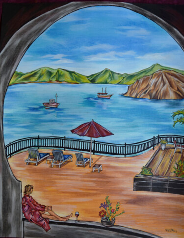 Painting titled "serene view" by Hiten Mistry, Original Artwork, Acrylic