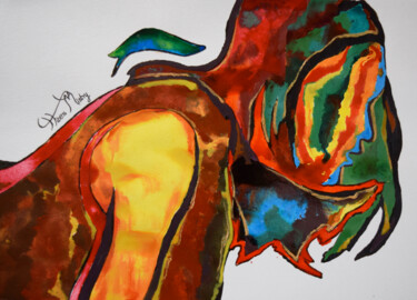 Peinture intitulée "contrasting figure" par Hiten Mistry, Œuvre d'art originale, Acrylique