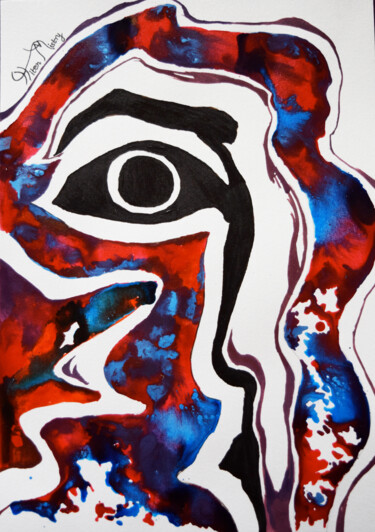 Pittura intitolato "cascading face" da Hiten Mistry, Opera d'arte originale, Acrilico
