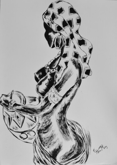 Malerei mit dem Titel "Zambian nude woman…" von Hiten Mistry, Original-Kunstwerk, Acryl