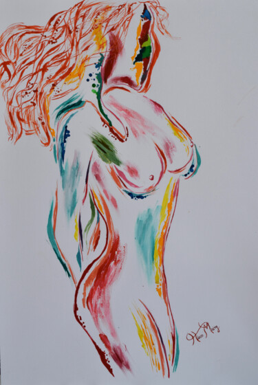 Schilderij getiteld "abstract nude paint…" door Hiten Mistry, Origineel Kunstwerk, Acryl