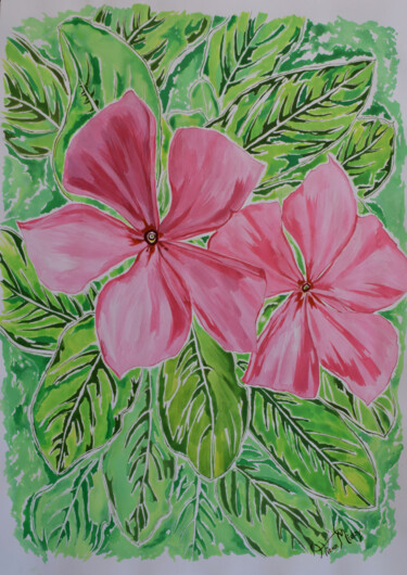 Peinture intitulée "contemporary flower…" par Hiten Mistry, Œuvre d'art originale, Acrylique