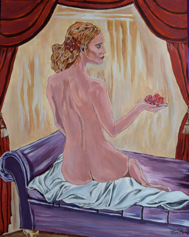 Painting titled "nude model painting" by Hiten Mistry, Original Artwork, Acrylic