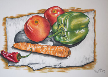 Dibujo titulada "Still life vegetabl…" por Hiten Mistry, Obra de arte original, Lápiz