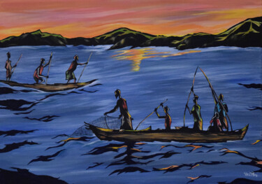 Картина под названием "Rise of the fisherm…" - Hiten Mistry, Подлинное произведение искусства, Акрил