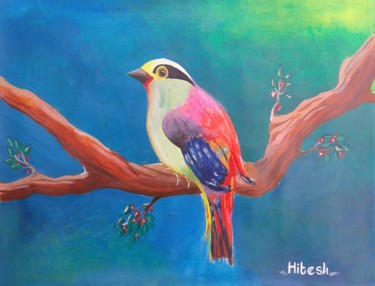 Malerei mit dem Titel "bird" von Hitesh Mondal, Original-Kunstwerk, Acryl