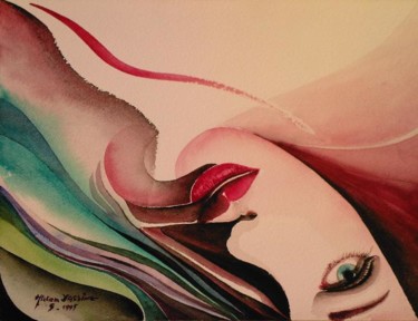 Painting titled "Red_Lips" by Hiya, Original Artwork