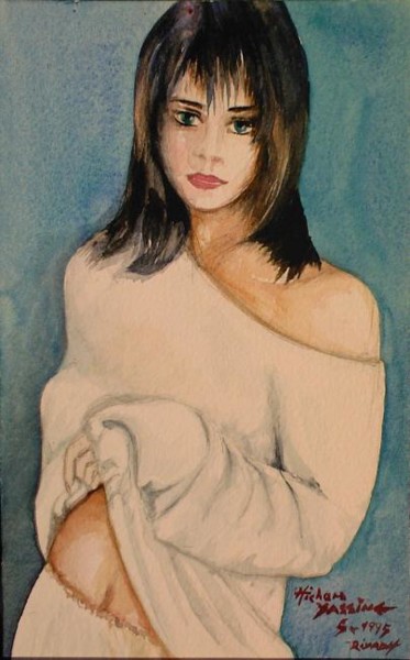 Painting titled "Blue-eyes_girl" by Hiya, Original Artwork