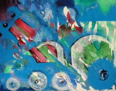 Painting titled "Driving In Train" by Hiya, Original Artwork