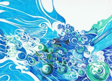 Painting titled "Les Vagues qui font…" by Hiya, Original Artwork