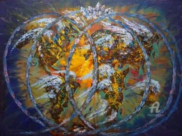 Картина под названием "Херувимы вихрь" - Sergey Guz, Подлинное произведение искусства, Масло
