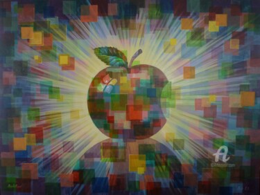 Painting titled "ApplePixel" by Sergey Guz, Original Artwork, Acrylic
