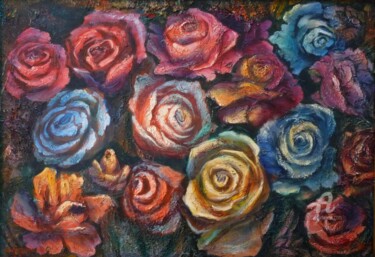 Peinture intitulée "Dance of flowers" par Sergey Guz, Œuvre d'art originale, Huile
