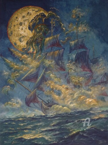 Pintura intitulada "The Ghost of the Mo…" por Sergey Guz, Obras de arte originais, Acrílico