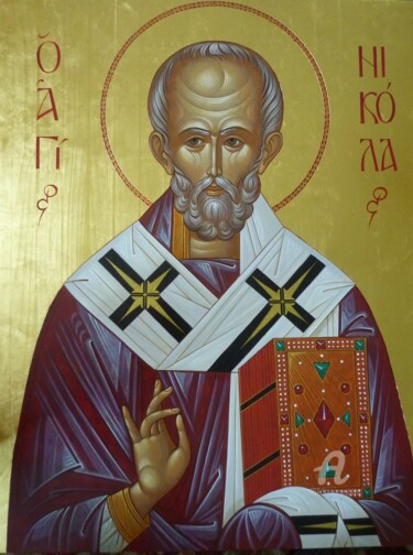 Картина под названием "St. Nicholas the Wo…" - Sergey Guz, Подлинное произведение искусства, Акрил