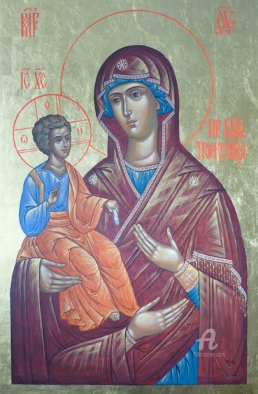 Painting titled "Icon of the Mother…" by Sergey Guz, Original Artwork, Tempera