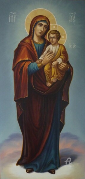Peinture intitulée "Божья Матерь" par Sergey Guz, Œuvre d'art originale, Huile
