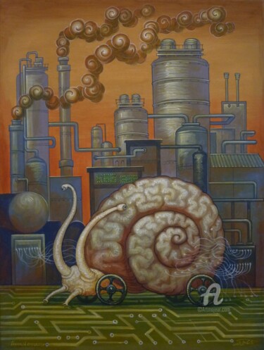 Painting titled "Main processor" by Sergey Guz, Original Artwork, Acrylic