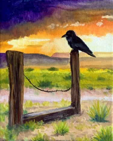 Malerei mit dem Titel "My Raven Soul 1: Le…" von Hilary J England, Original-Kunstwerk, Öl