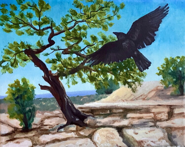 Pittura intitolato "My Raven Soul 3: A…" da Hilary J England, Opera d'arte originale, Olio