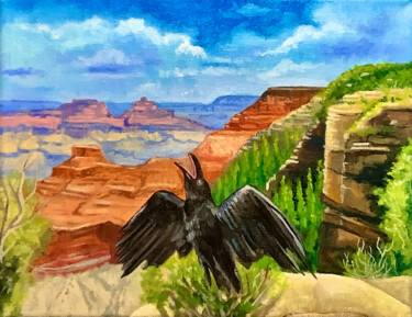 Malerei mit dem Titel "My Raven Soul 4: In…" von Hilary J England, Original-Kunstwerk, Öl