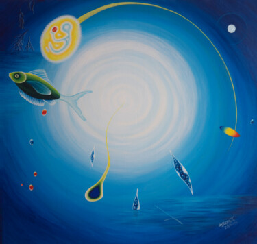 Painting titled "Life Dancing with D…" by Hjördis Thelander, Original Artwork, Acrylic