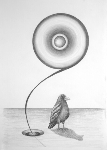 Disegno intitolato "the-bird-from-the-d…" da Hjördis Thelander, Opera d'arte originale, Matita