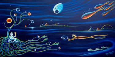 Peinture intitulée "Deep Ocean Universe" par Hjördis Thelander, Œuvre d'art originale, Acrylique