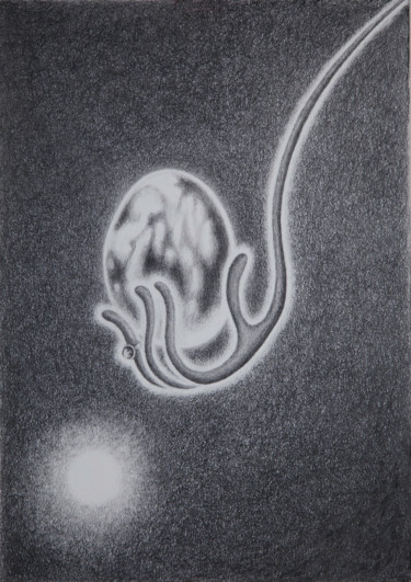 Drawing titled "A Cosmic Gift" by Hjördis Thelander, Original Artwork, Pencil