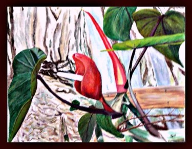 Painting titled "Flowering Vine" by Jose', Original Artwork, Oil