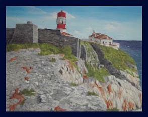Painting titled "Lighthouse at Sagre…" by Jose', Original Artwork, Oil