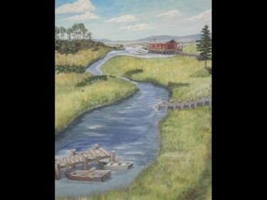 Painting titled "Delaware Marshes" by Jose', Original Artwork, Oil