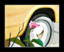 Painting titled "a Rose near the Road" by Jose', Original Artwork, Oil