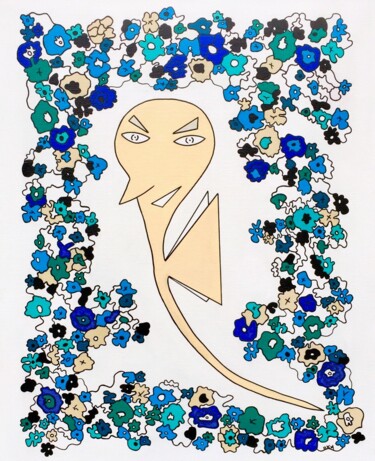 Painting titled "FORGET ME NOT" by Hka, Original Artwork, Acrylic Mounted on Wood Stretcher frame