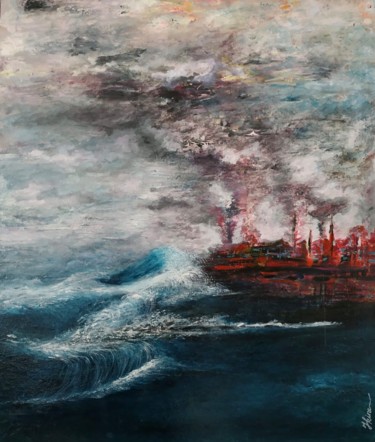 Peinture intitulée "Pollution" par Hkine, Œuvre d'art originale, Acrylique