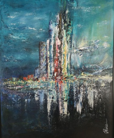 Painting titled "New-York" by Hkine, Original Artwork, Acrylic