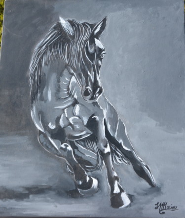 Peinture intitulée "cheval au galop" par Hln Marou, Œuvre d'art originale, Acrylique