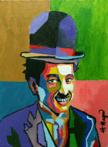 Pintura intitulada "Chaplin" por Magno, Obras de arte originais, Acrílico