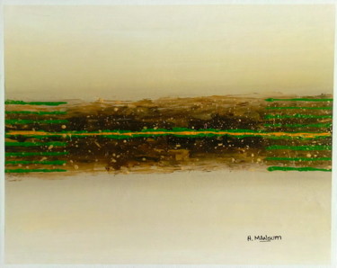 Painting titled "Linea verde-amarillo" by Humberto Mansutti, Original Artwork, Acrylic