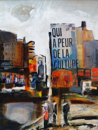 Painting titled "Qui a peur de la cu…" by Hervé Marchelidon, Original Artwork, Acrylic Mounted on Wood Panel