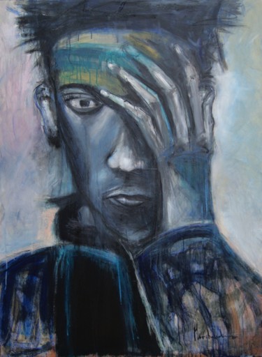 Malerei mit dem Titel "Jean Michel BASQUIAT" von Hervé Marchelidon, Original-Kunstwerk, Acryl